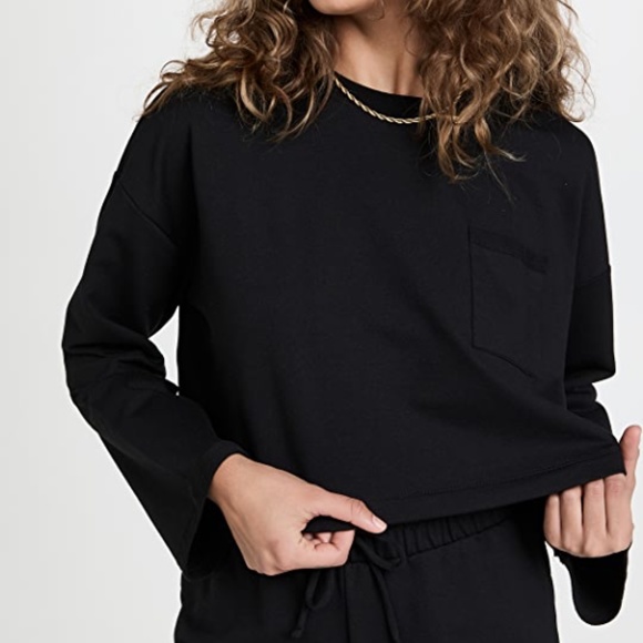 Free People Sunny 2 piece Short and Sweatshirt Set in Black sz XS NWT $98R - Picture 4 of 7